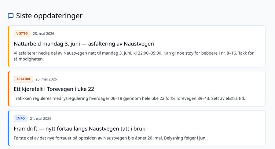 Skjermbilde fra Innbyggerkontakt: prosjekthjemmeside